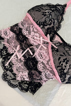Black Pink Color Block Lace Trim Cami Top