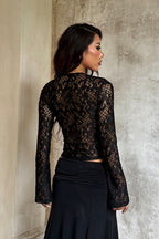 Y2K Retro Lace Up Blouse