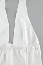 Solid Button Down Deep V Halter Top