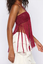 Tie Cami Hollow Tassel Halter Top