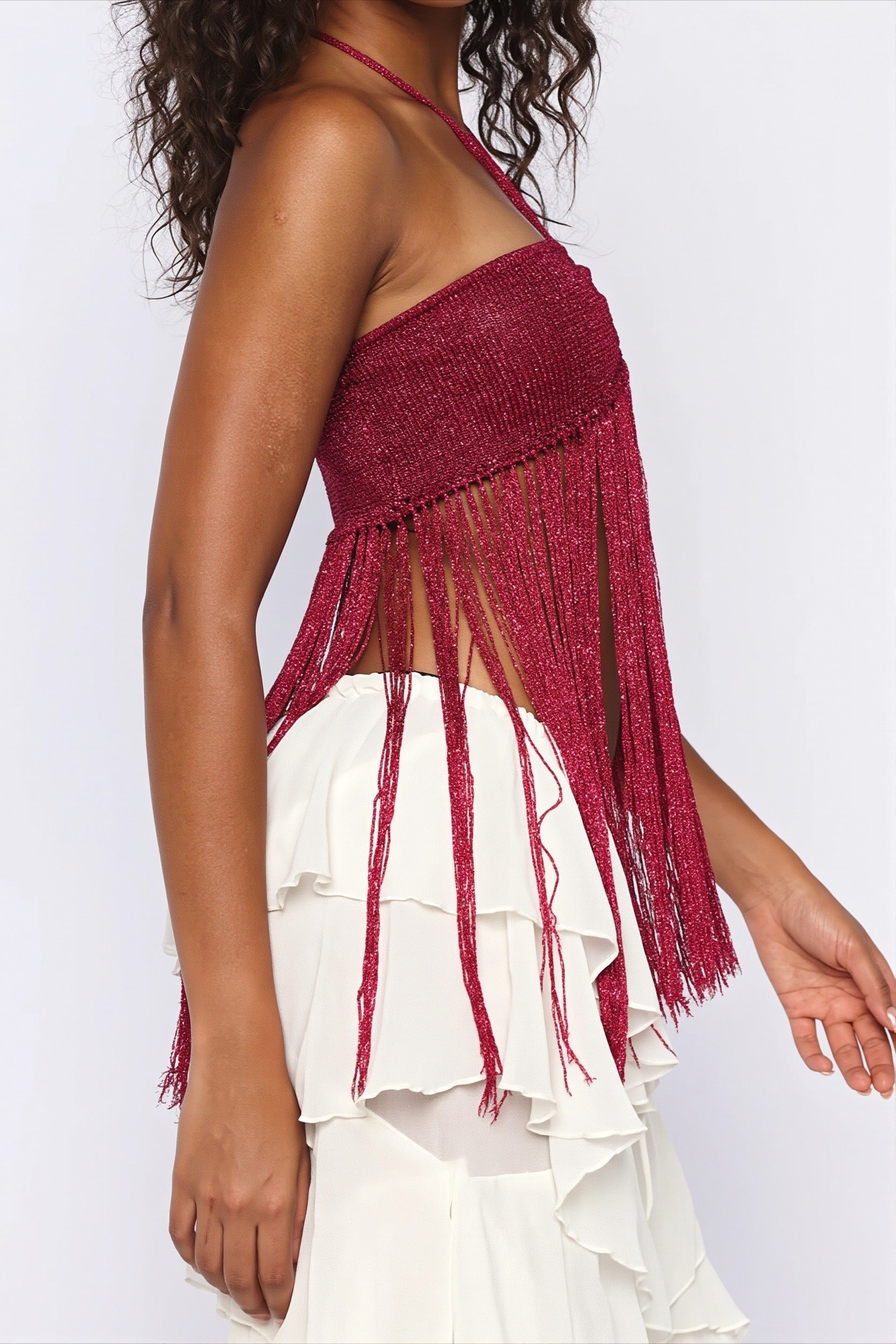 Tie Cami Hollow Tassel Halter Top