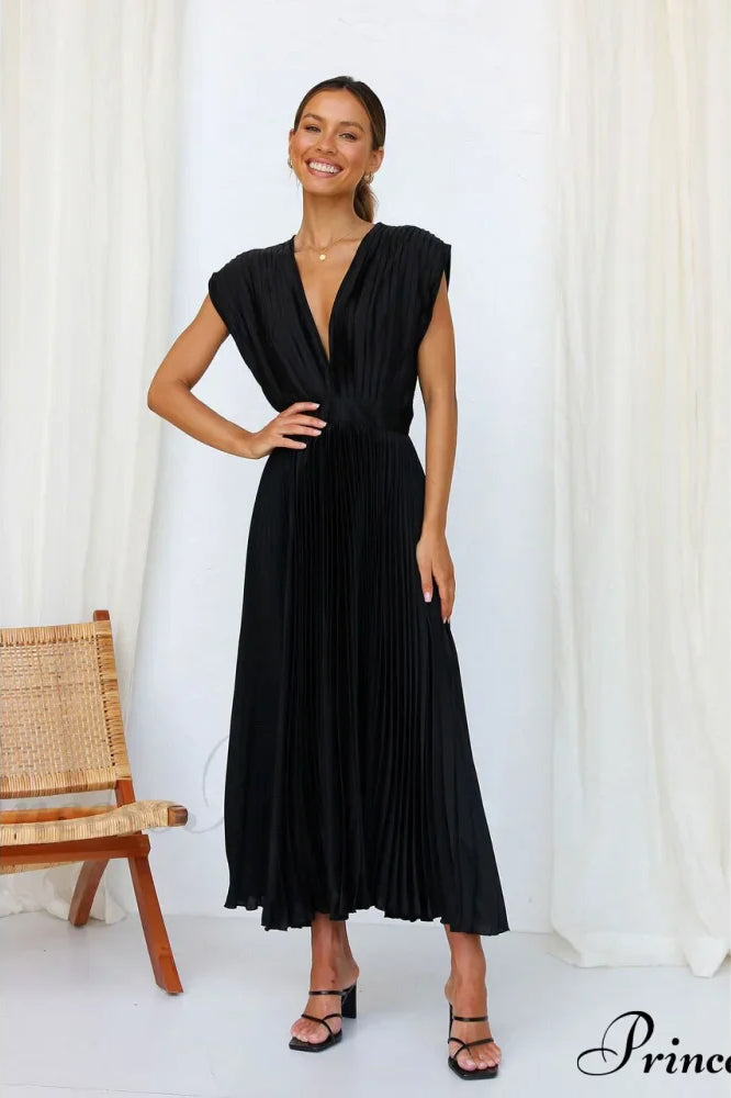 Loose Zipper Trendy Pleated Party Dress