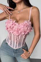 Floral Mesh Bustier Cami Top