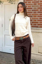 Cable Knit Round Neck Top