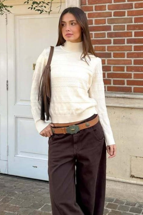 Cable Knit Round Neck Top
