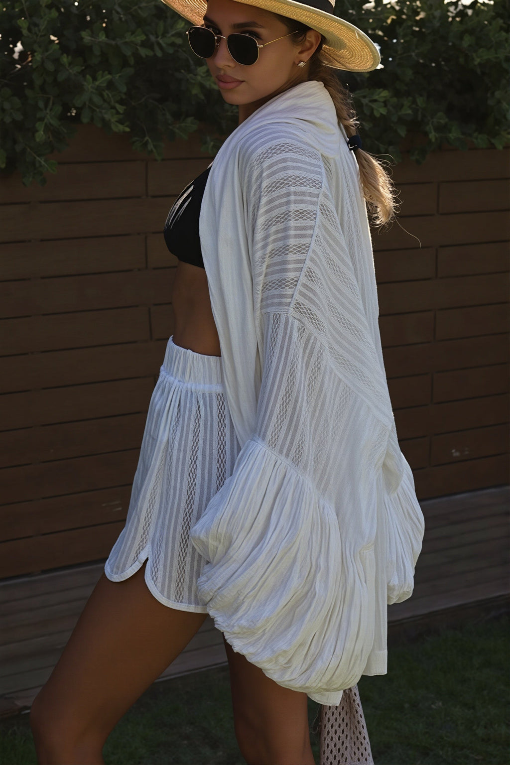 Elegant Tie Loose Shorts Two Piece Set