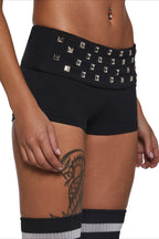 Black Rivet Skinny Shorts