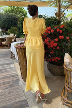 V Neck Short Sleeve Ruffle Hem Skirt Sets