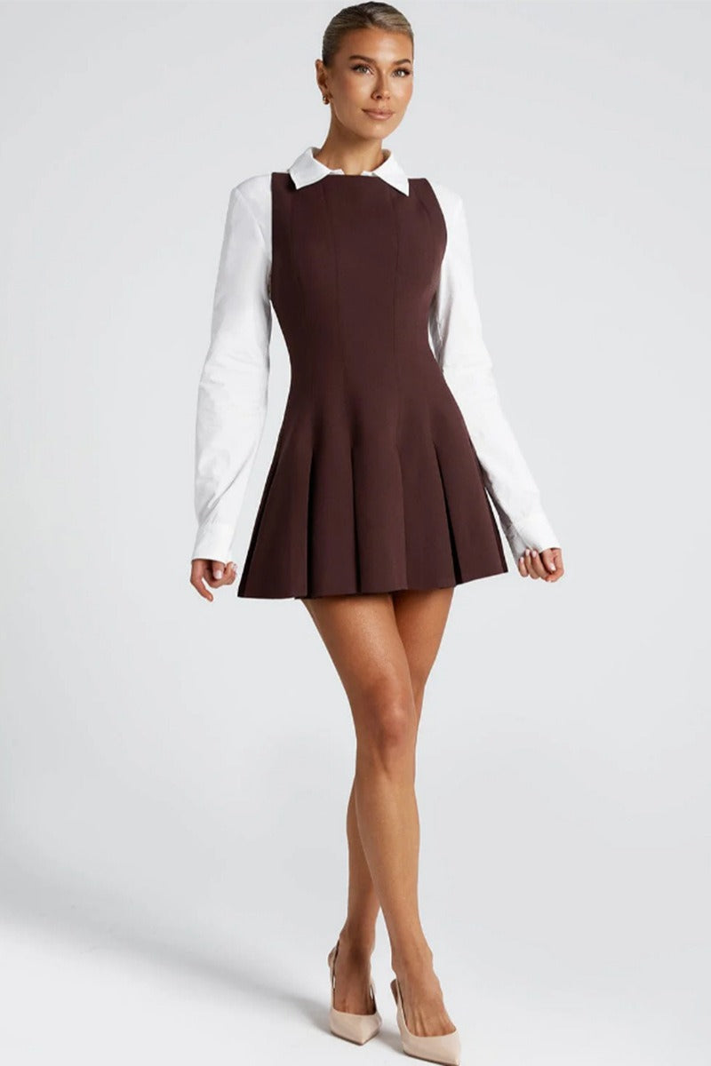 Solid Color Wide Hem Sleeveless Cocktail Dress