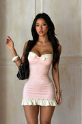 Halter Neck Color Block Slim Fit Bodycon Mini Dress