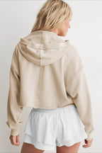 Relaxed Solid V-Neck Hoodie