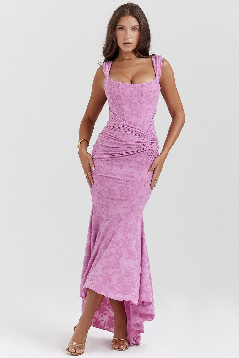 Stretch Mesh Jacquard Mermaid Formal Dress