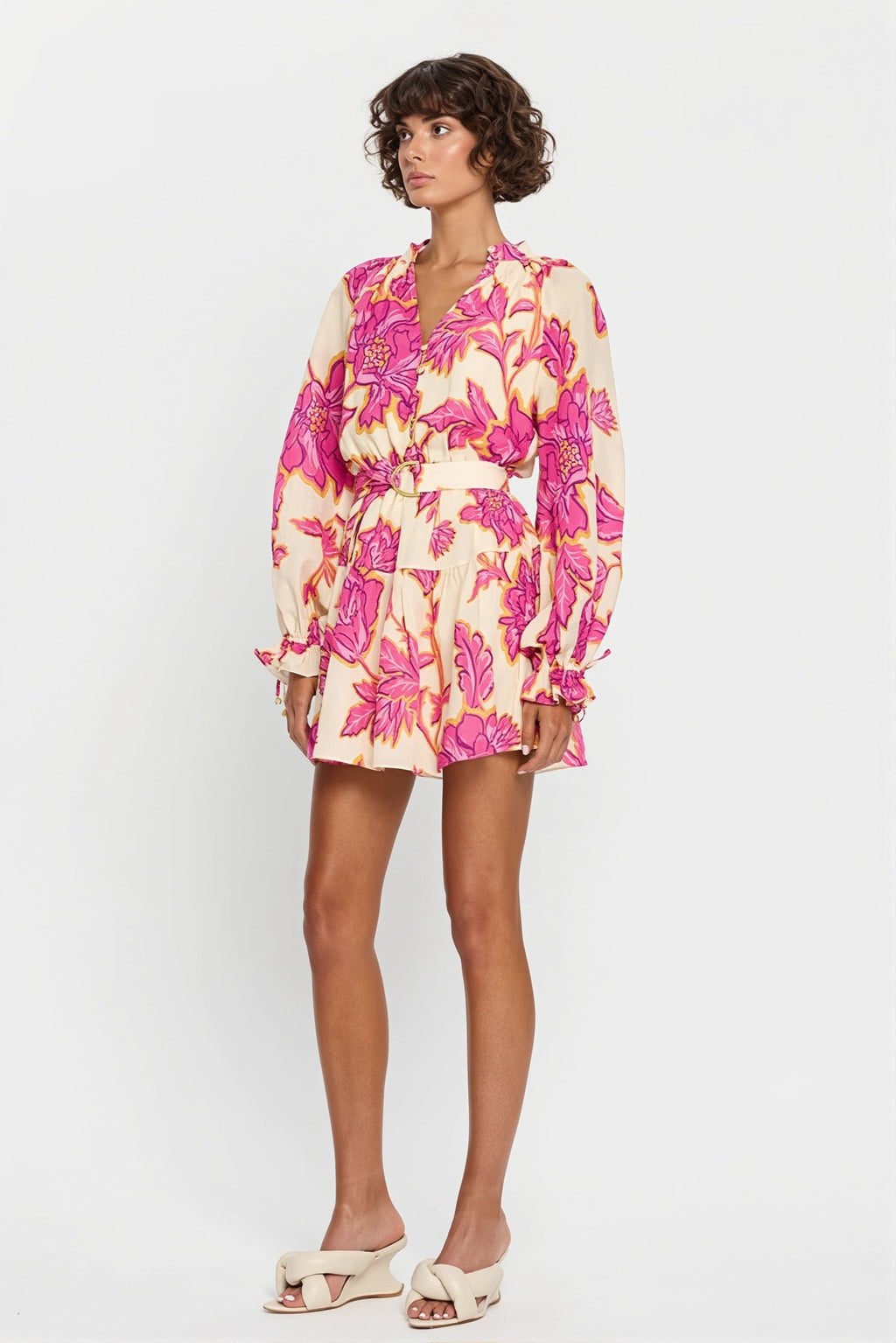 All Over Print Long Sleeve Slim Mini Dress