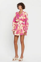 All Over Print Long Sleeve Slim Mini Dress