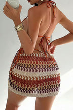 Striped Tie Three Piece Swim Set