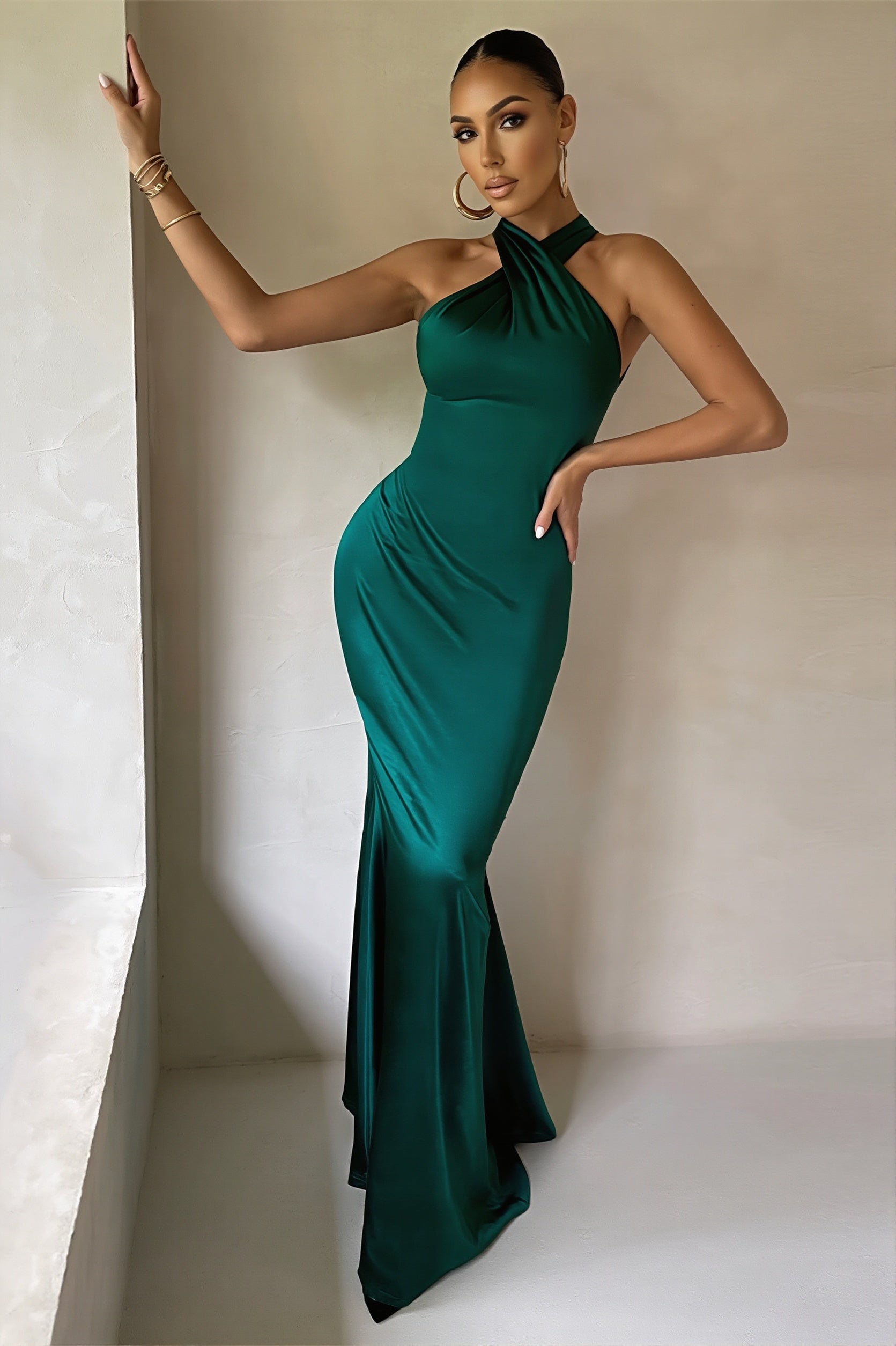 Solid Slim Backless Sleeveless Maxi Dress