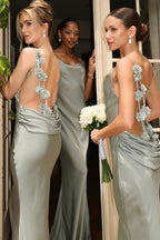 3D Flower Cami Open Back Maxi Dress