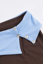 Split Button Fold Waist Knit Pants