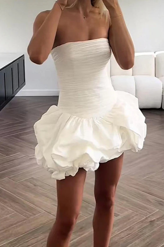 Spring Elegant Ruched Corset Dress With Layered Skirt Party
