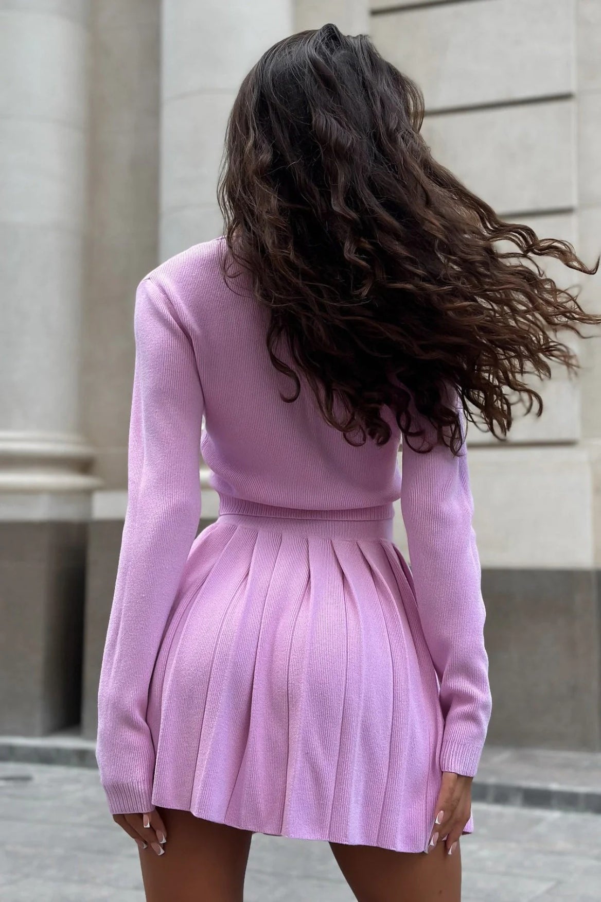 Knit Crop Top Two Piece Skirt Set