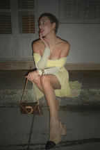 Fall Slim-Fit Pleated Off-Shoulder Party Dress