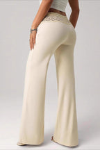 Splice Lace Waist Flared Pants
