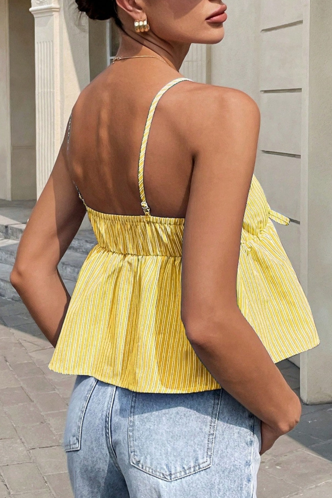 Striped Tie Up Cami Top