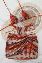 Striped Tie Three Piece Swim Set
