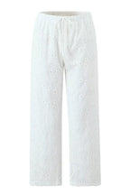 White Floral Embroidery Relaxed Pants