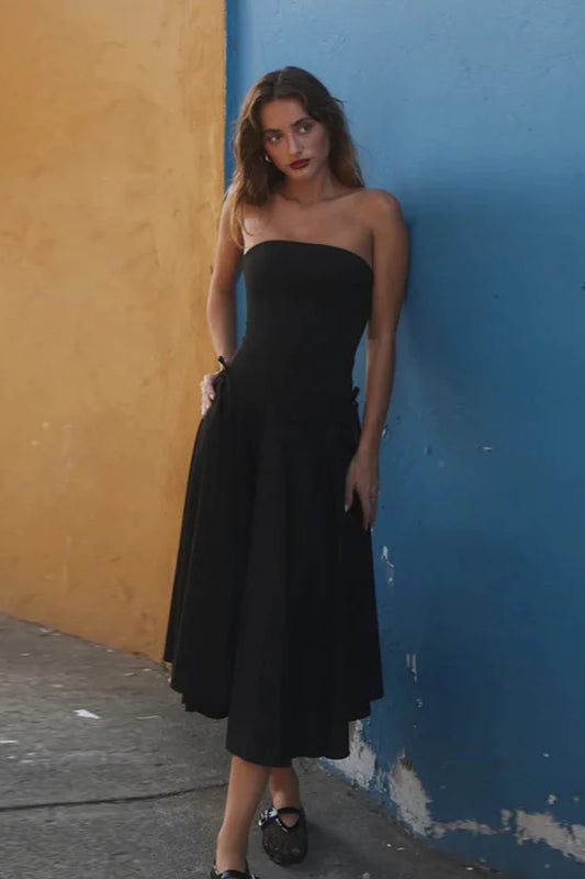 Autumn Bowknot Strapless Slim Fit Party Dress