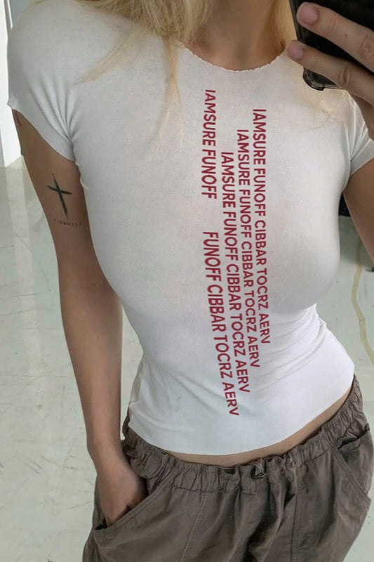 Casual Street Letter Print Minimalist T-Shirt