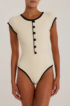 Color Block Cut Out One Piece Swimwear