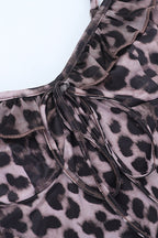 Leopard Ruffled V Neck Cami Maxi Dress