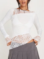 Vintage Slim Fit Floral Detail Long Sleeve Tee