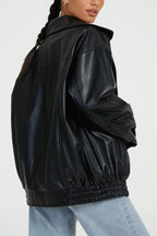 Pu Leather Bomber Jacket
