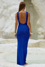 Shiny Sleeveless Backless Slim Maxi Dress