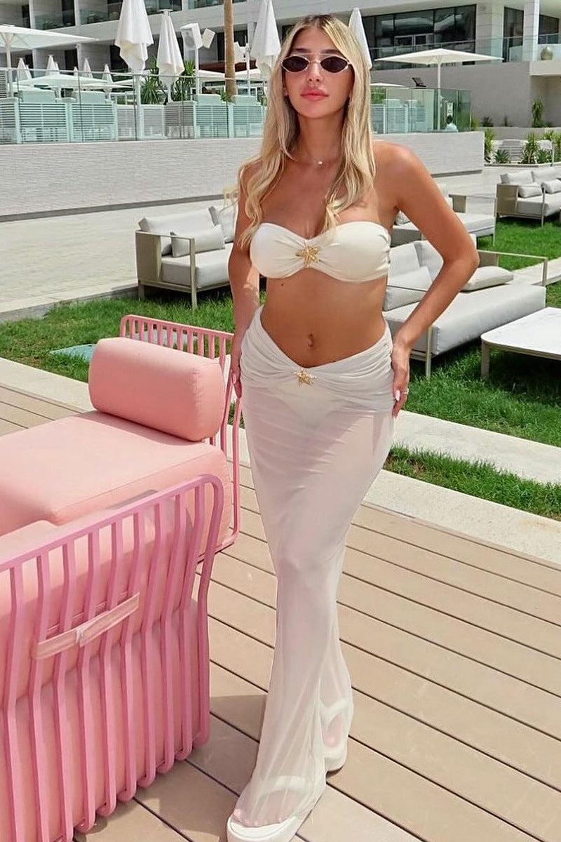 Bikini With Beach Skirt Three Piece Swim Set