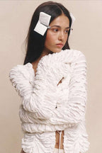 Cutout Tie-Waist Solid Long-Sleeve Cardigan