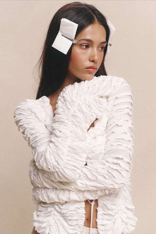 Cutout Tie-Waist Solid Long-Sleeve Cardigan