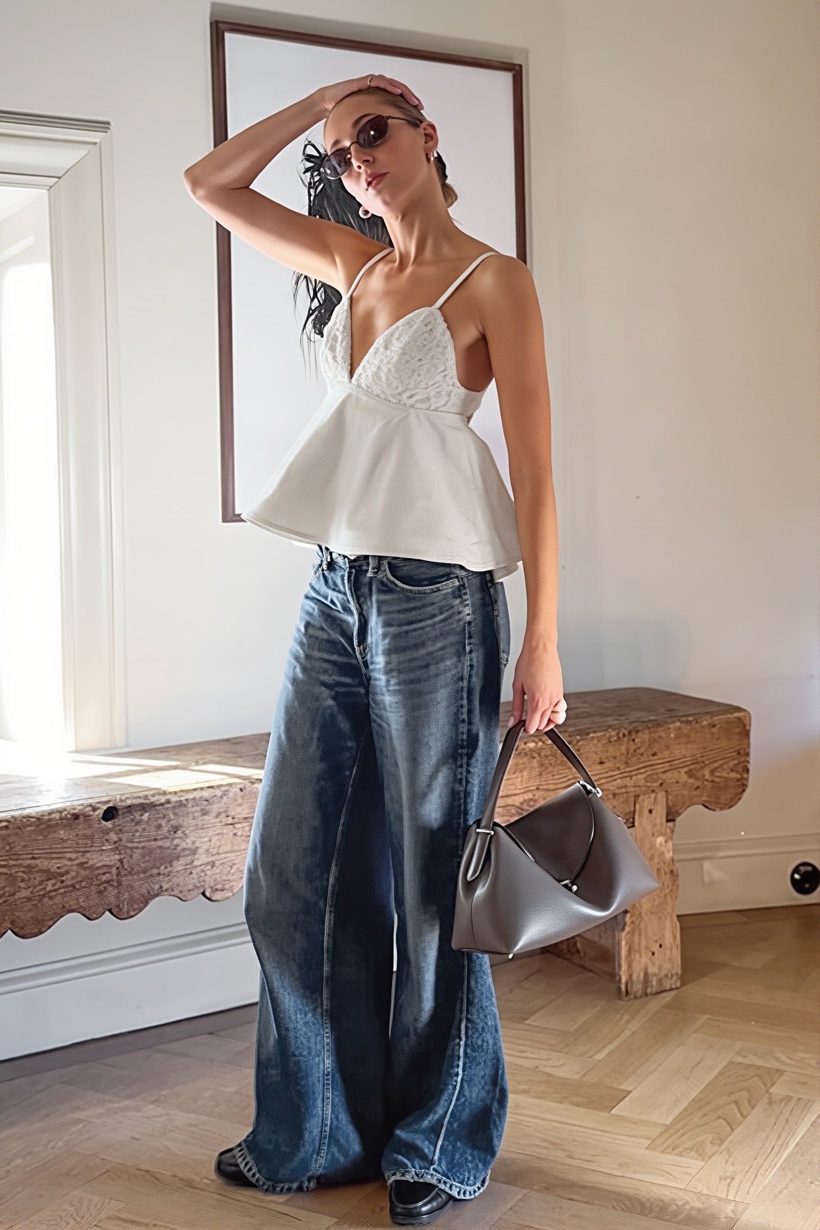 V Neck Ribbed Slim Cami Top