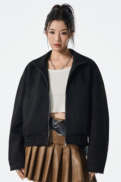 Pu Leather Moto Style Longline Jacket
