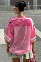 Loose Street Print Color Block Sporty T-Shirt