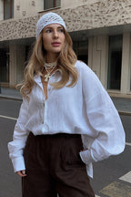 Solid Loose Casual Commuter Blouse