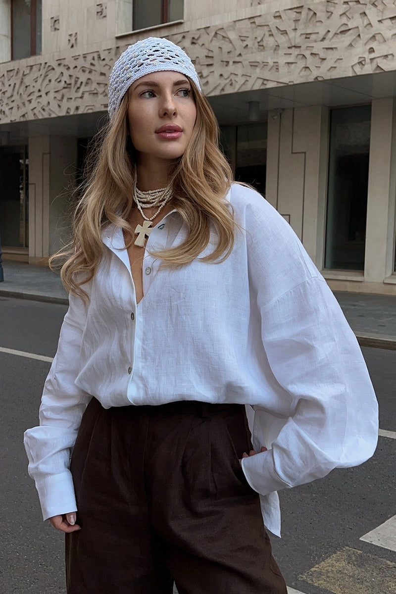 Solid Loose Casual Commuter Blouse