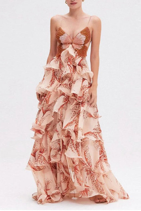 V-Neck Pleated Boho Dress