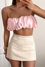 Satin Cropped Girl Cami Top