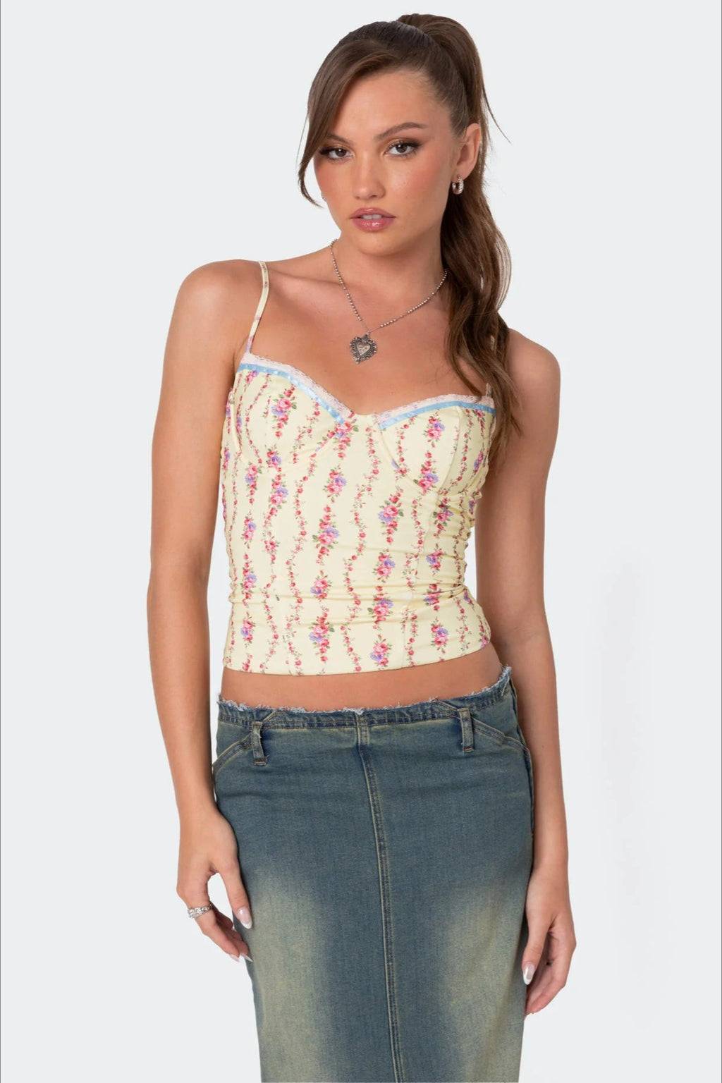 Vintage Floral Crop Cami Top