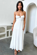 Backless Cami A-Line Dress With Waist Tie Party