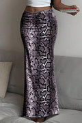 Low Rise Printed Maxi Skirt
