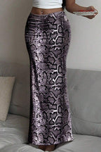 Low Rise Printed Maxi Skirt
